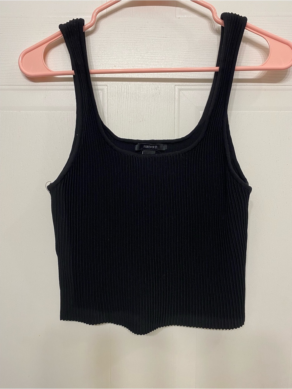 Forever 21 Black Ribbed Scoop Neck Tank